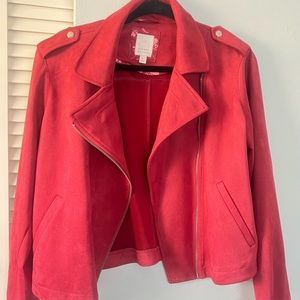 Lauren Conrad Suede Moto Jacket - L fuchsia